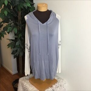 Pink Republic L lightweight varsity hooded tee